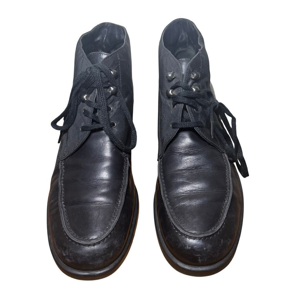 Prada Milano Black Leather Ankle Boots Made in Italy Size 38